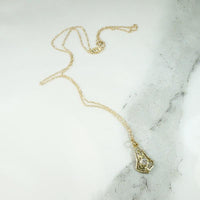 Delicately Engraved Gold Filigree & Diamond Pendant