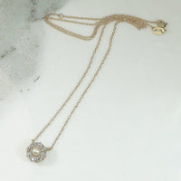 Classic Pearl & Diamond Halo Pendant