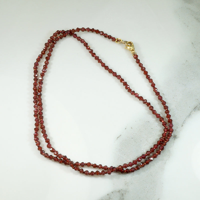 Decadent Garnet & Red Cut Steel Bead Necklace