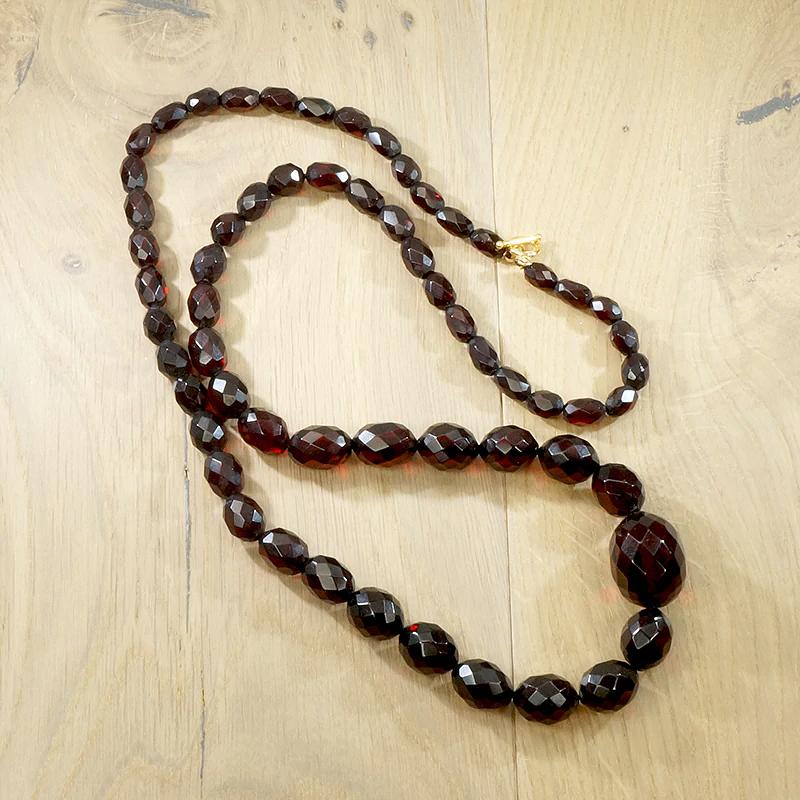 Rich Reddish-Brown Amber Barrel Beads
