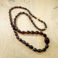 Rich Reddish-Brown Amber Barrel Beads
