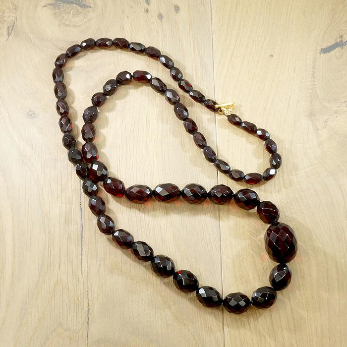 Rich Reddish-Brown Amber Barrel Beads