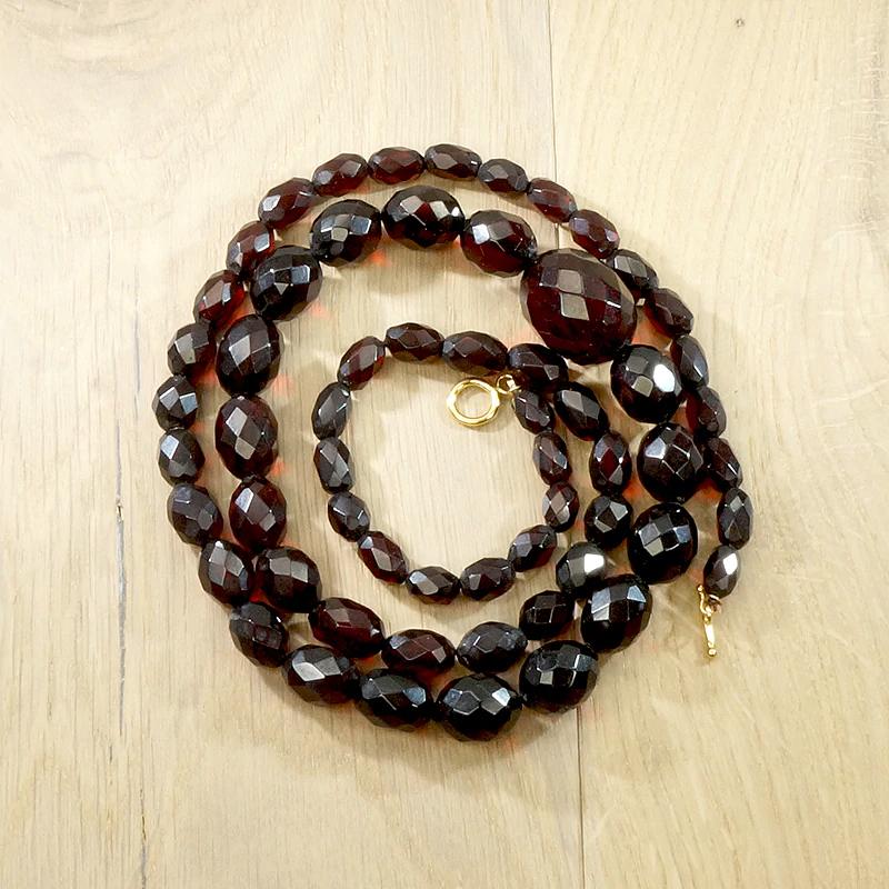 Rich Reddish-Brown Amber Barrel Beads