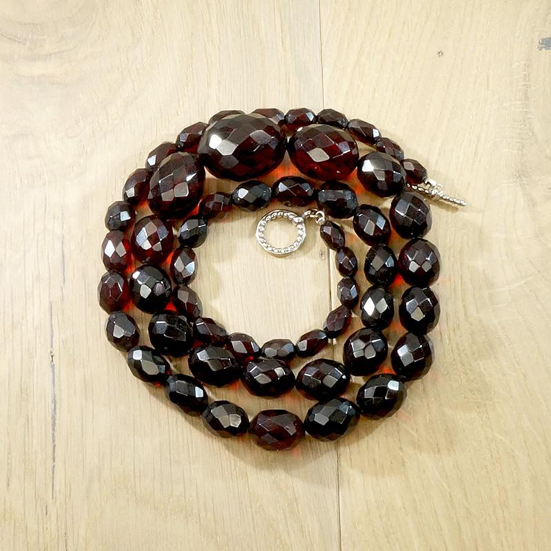 Graduated Amber Beads with Silver Toggle