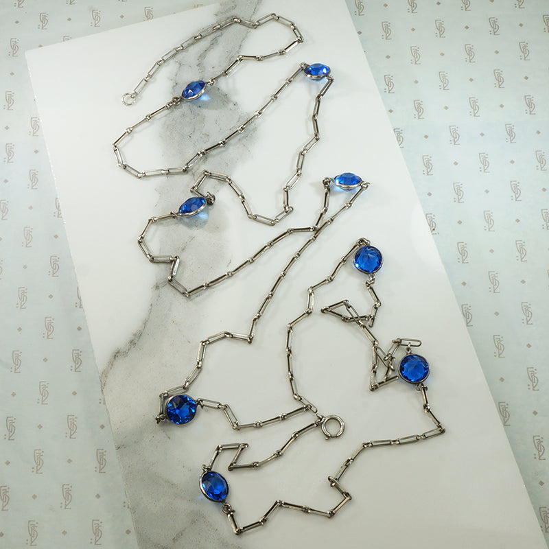 Gorgeous Blue Crystal Edwardian Station Chain