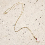 Pink Pearl Pendant with Ruby Accent