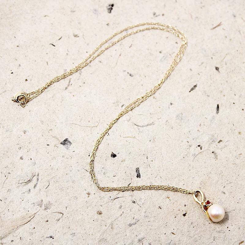 Pink Pearl Pendant with Ruby Accent