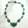 Gorgeous Green Chrysoprase & Silver Rose Necklace
