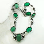 Gorgeous Green Chrysoprase & Silver Rose Necklace