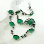 Gorgeous Green Chrysoprase & Silver Rose Necklace