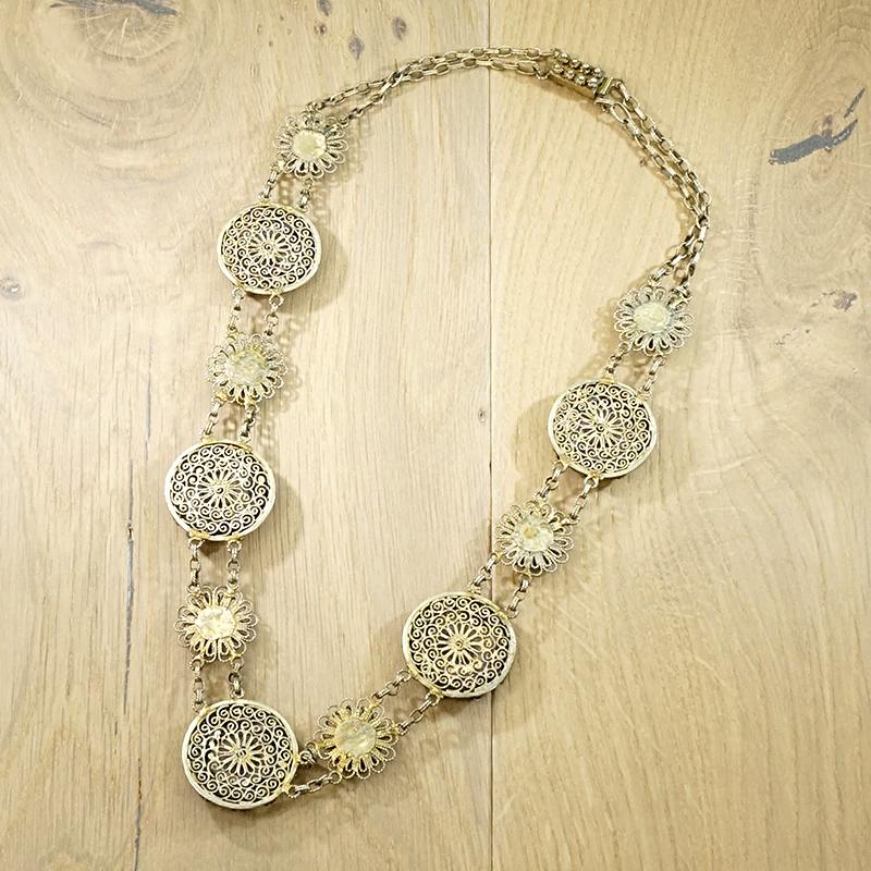 Playful Chinese Enameled Silver Filigree Necklace