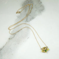 Green & Gold Enameled Art Nouveau Necklace