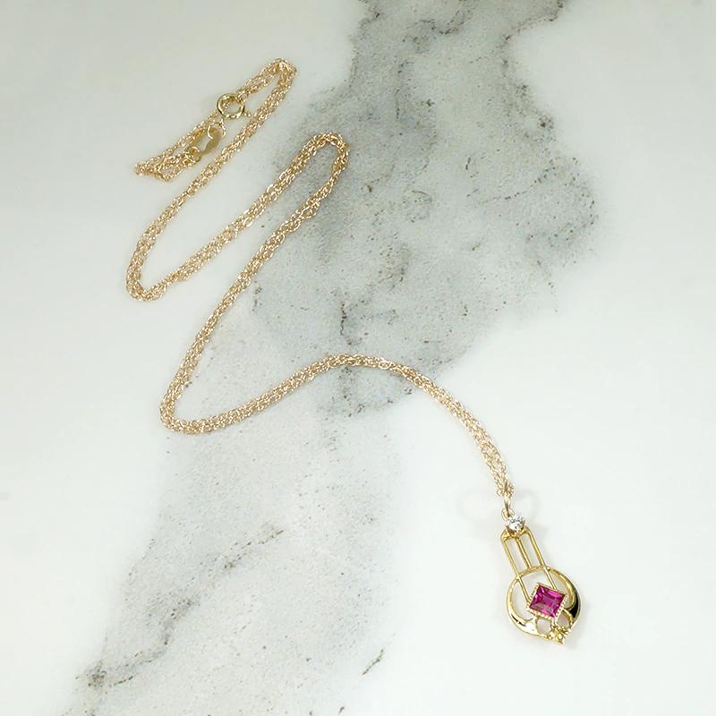 Arts & Crafts Ruby Conversion Pendant