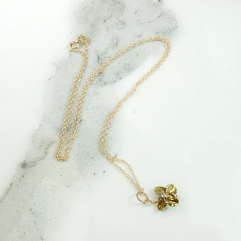 Wee Enameled Four-Leaf Clover Pendant