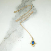 Intense Blue Sapphire Pendant with Pearls