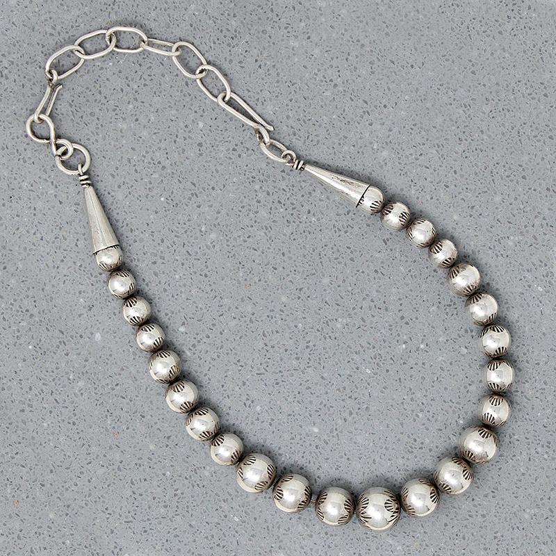 Navajo "Pearl" Sterling Beads with Rocker Stamps