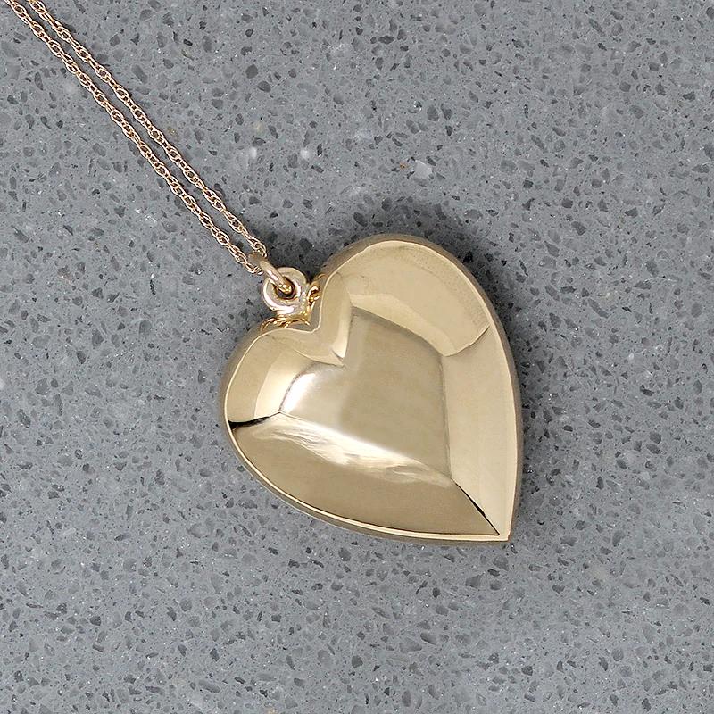 Sweet 14k Gold Puffy Heart Pendant