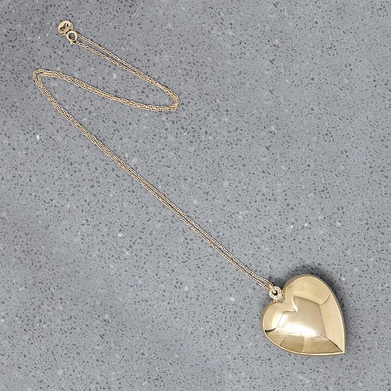 Sweet 14k Gold Puffy Heart Pendant