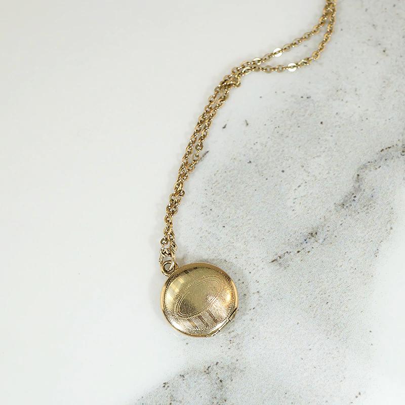 Tiny 10k Gold Pinstriped Edwardian Locket