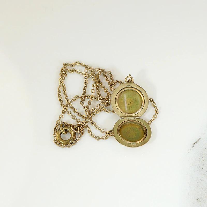 Tiny 10k Gold Pinstriped Edwardian Locket