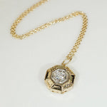 Engraved Two Tone Hexagonal Diamond Pendant