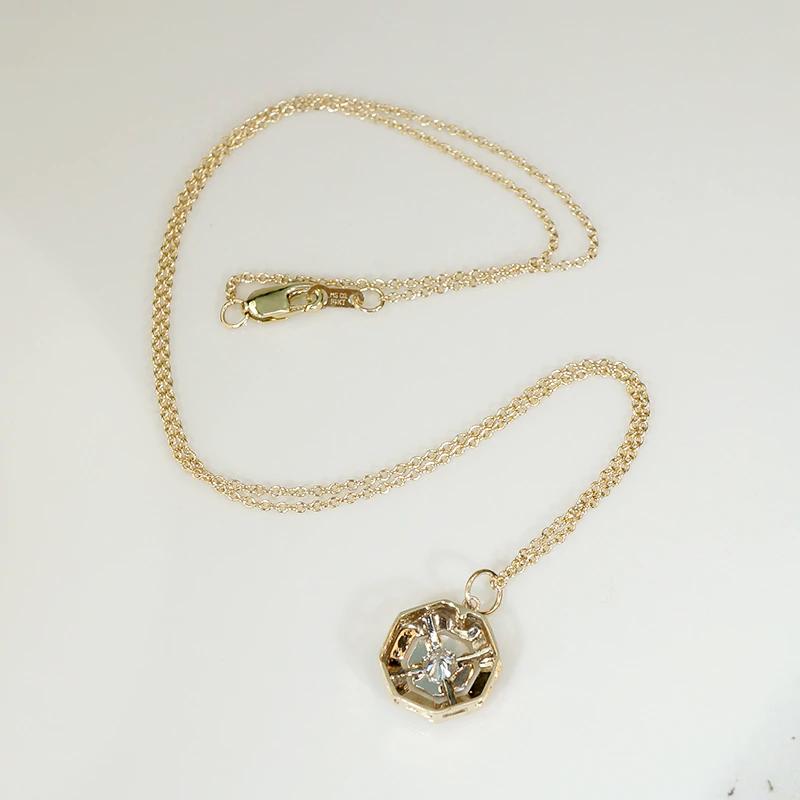 Engraved Two Tone Hexagonal Diamond Pendant