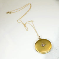 Starburst Set Diamond Antique Gold Locket