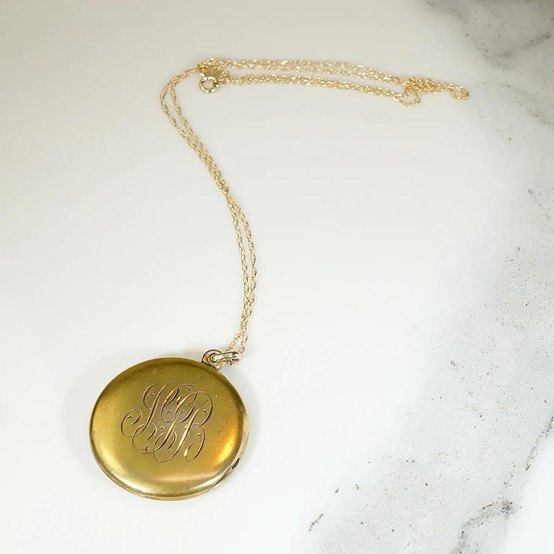 Starburst Set Diamond Antique Gold Locket