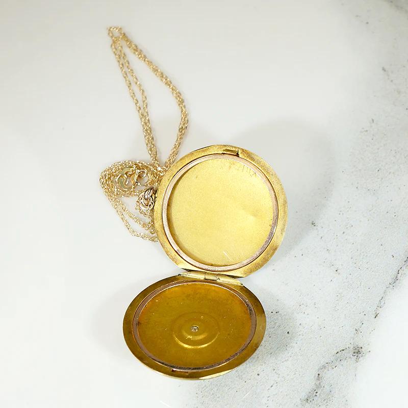 Starburst Set Diamond Antique Gold Locket