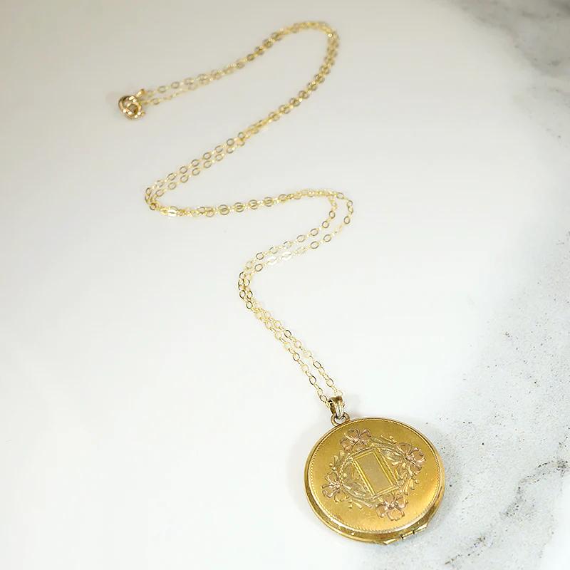 Pinstripes & Flowers 1930s Gold Filled Locket