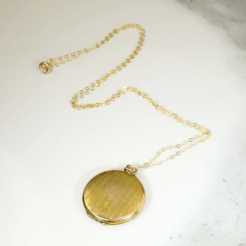Pinstripes & Flowers 1930s Gold Filled Locket