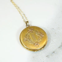 Pinstripes & Flowers 1930s Gold Filled Locket