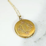 Pinstripes & Flowers 1930s Gold Filled Locket