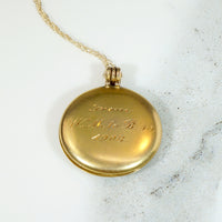 Engraved "1908" Gold Locket with Hinged Bale