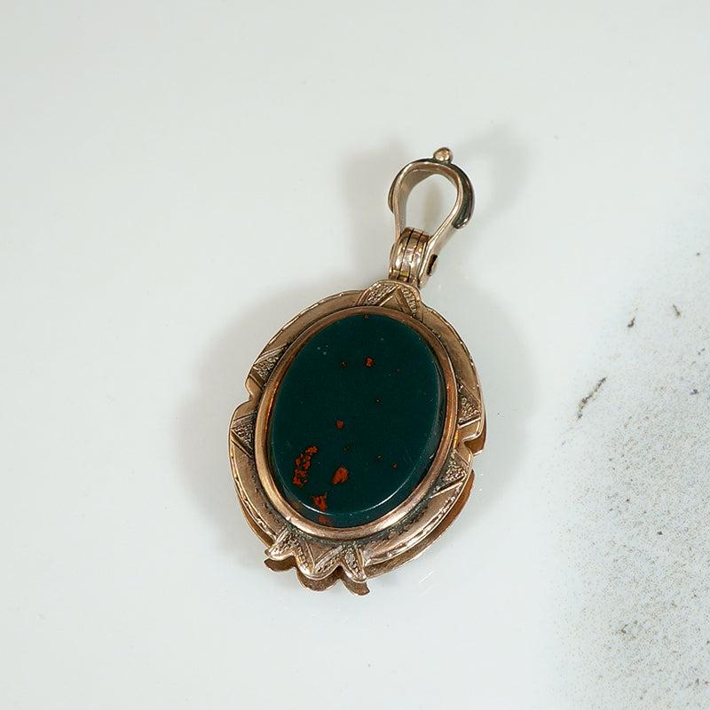 "T" for Terrific Bloodstone & Agate Gold Locket