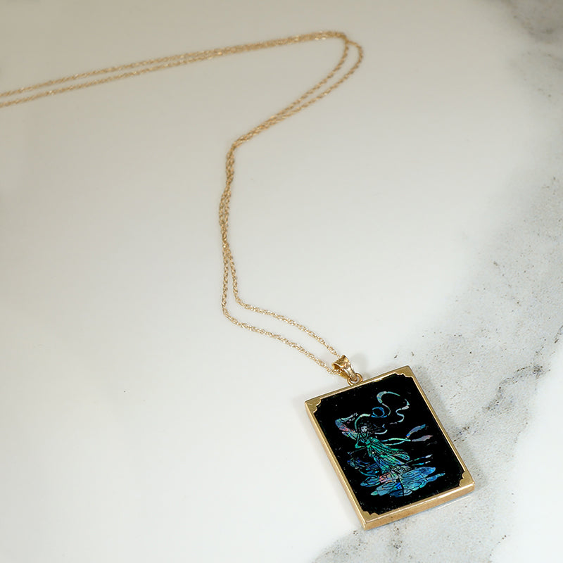 Fairytale Onyx with Opal Inlay Gold Pendant