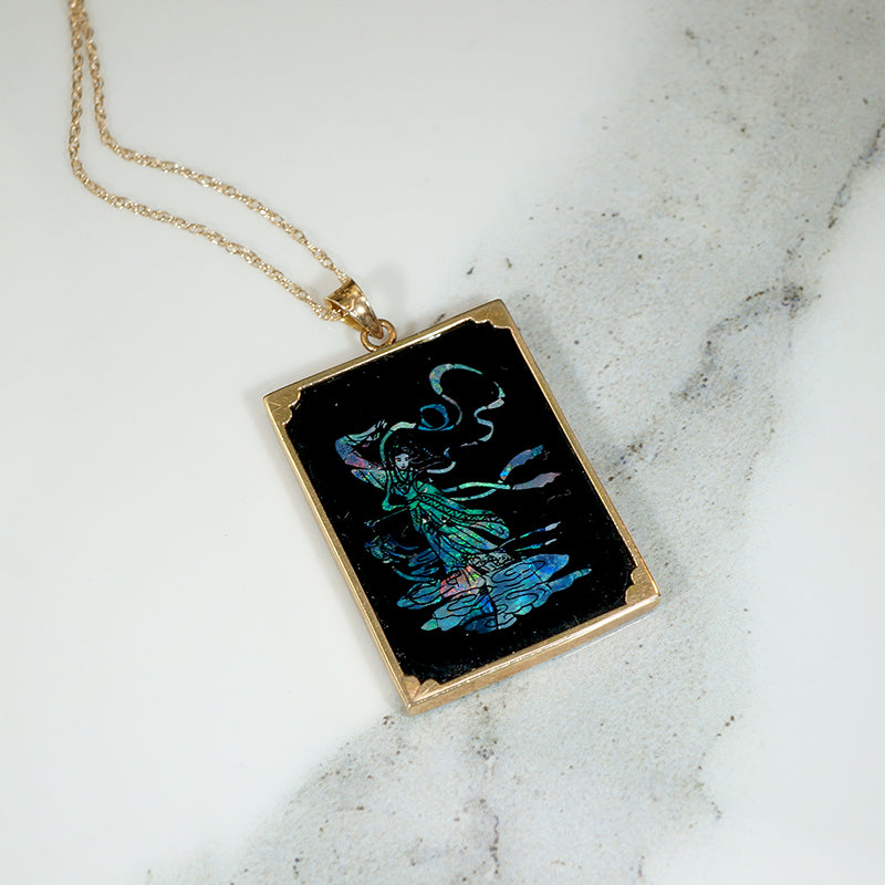 Fairytale Onyx with Opal Inlay Gold Pendant