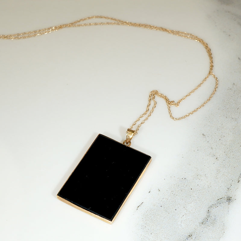 Fairytale Onyx with Opal Inlay Gold Pendant