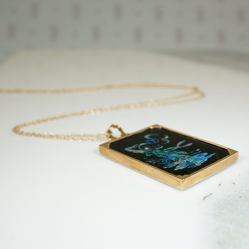 Fairytale Onyx with Opal Inlay Gold Pendant