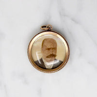 Love Token Locket with Portraits on Mother of Pearl