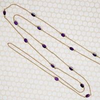 Amethyst Studded Long Gold Guard Chain