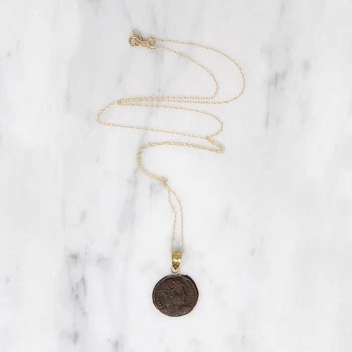 Constantine I Roman Copper Coin in Gold Necklace