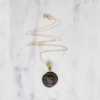 Emperor Constantine Roman Copper Coin in Gold Necklace