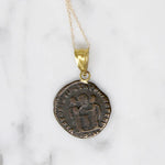 Emperor Constantine Roman Copper Coin in Gold Necklace