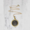 Antique Tibetan Ga-den Tangka Coin in 18k Pendant