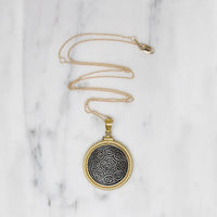 Antique Tibetan Ga-den Tangka Coin in 18k Pendant