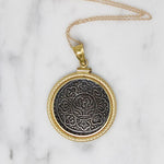 Antique Tibetan Ga-den Tangka Coin in 18k Pendant
