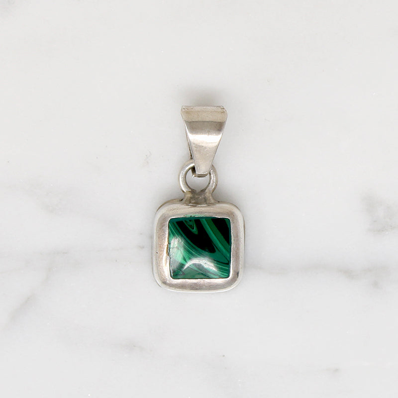 Mexican Sterling Pendant with Malachite Inlay