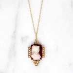 Sweet Little Cameo Pendant Framed in Gold & Pearls