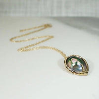 Decadent Black Mabé Pearl & Gold Necklace